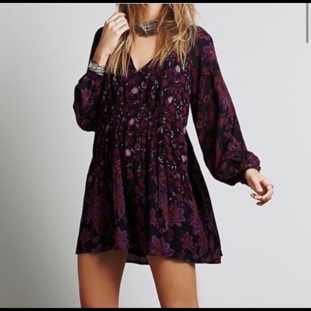 Free People Lucky Loosey Peasant Mini Dress